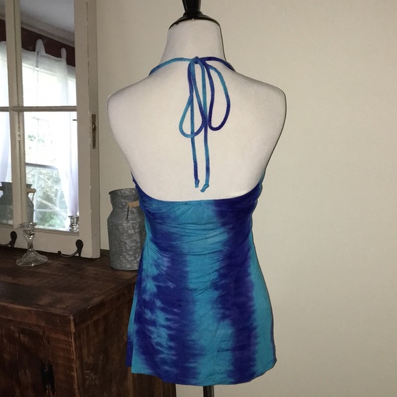 Blue Tie-Dyed Halter Tank - Picture 4 of 5